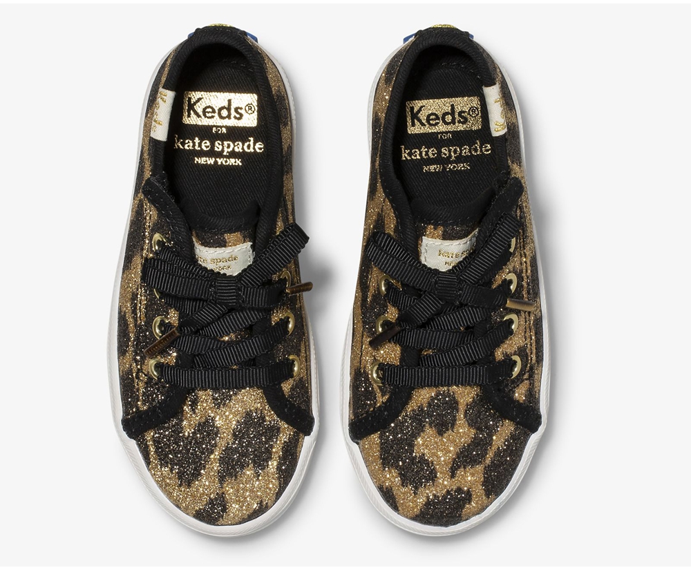 Πανινα Παπουτσια Παιδικα - Keds Kate Spade New York Kickstart Jr. Glitter Leopard - Λεοπαρ - YIAOX74